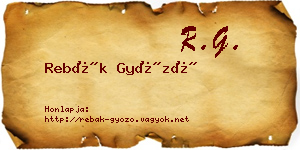 Rebák Győző névjegykártya